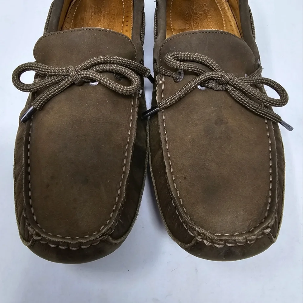 Bass Tuscany Mens Leather Driving Loafers Size 9 Dark Brown Olive‎ Nice Traction